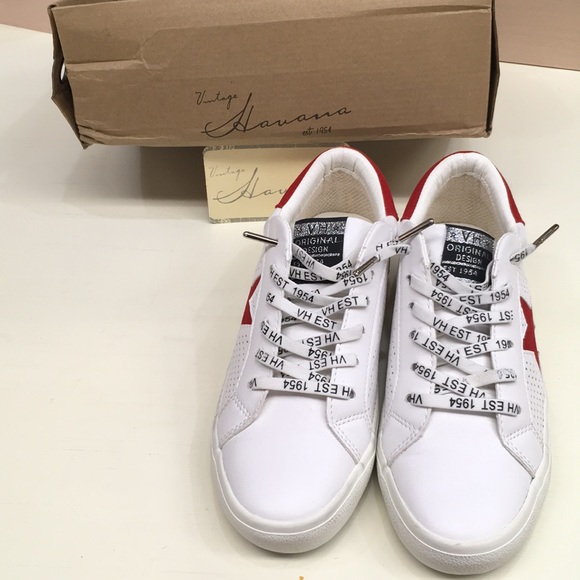 Vintage Havana Shoes - Vintage Havana Gadol Women’s Sneakers in White/Red